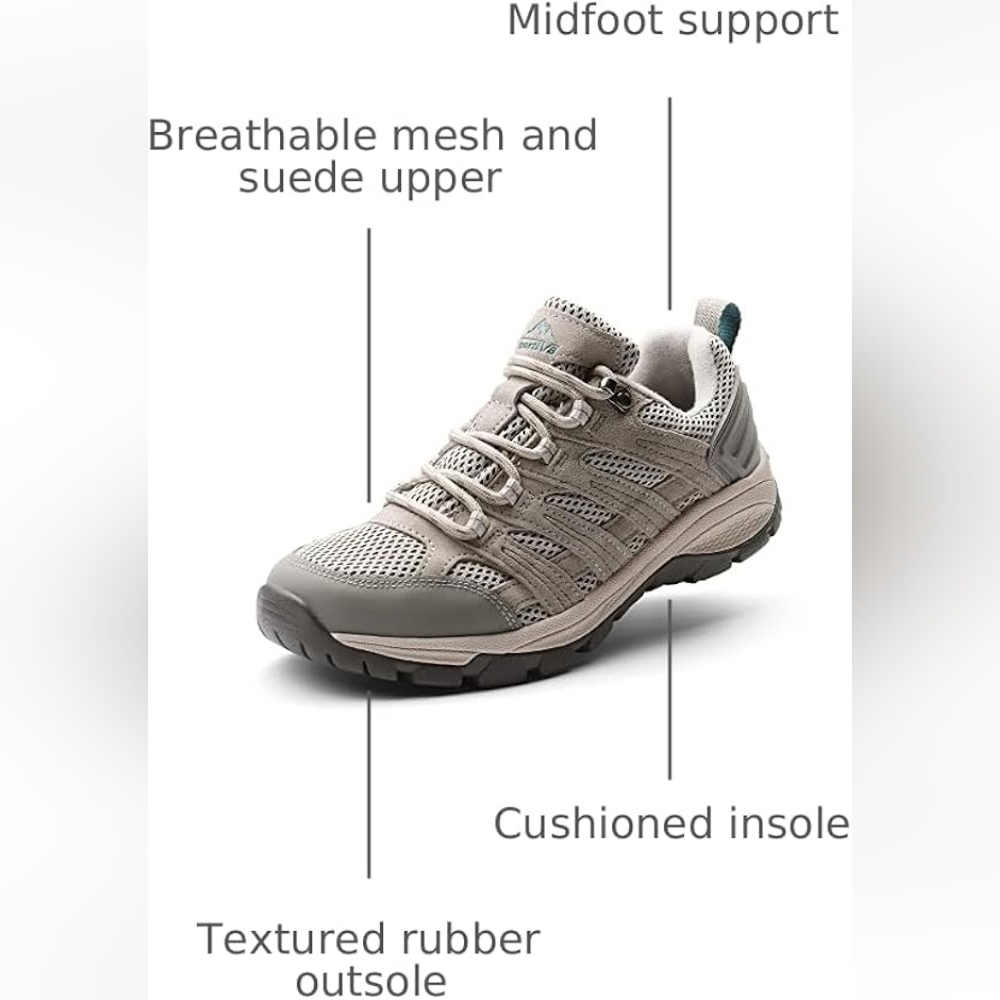 Women's Nortiv 8 Gray Mesh Hiking Sneakers, 6
